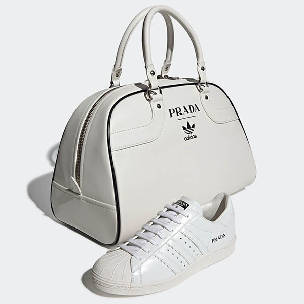 人気話題コラボ!アディダス×プラダ 偽物スーパースター&ボウリングバッグ